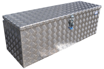 De Haan DE HAAN BOX U - 1140x380x400 mm - boîte à timon en tôle striée en aluminium, étanche à l'eau et à la poussière - avec serrure à papillon, serrures à tendeur ou serrure en T