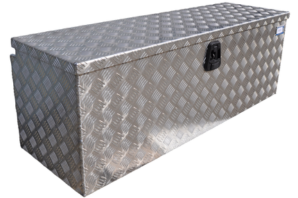 De Haan DE HAAN BOX U - 1140x380x400 mm - boîte à timon en tôle striée en aluminium, étanche à l'eau et à la poussière - avec serrure à papillon, serrures à tendeur ou serrure en T