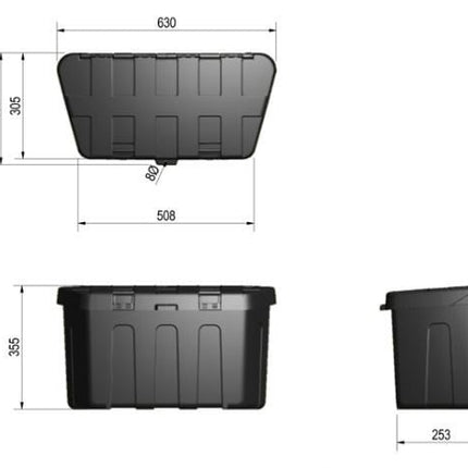De Haan De Haan Profibox Plus - 630x321x355 mm - plastique (PP/polypropylène) - boîte à timon protégée contre l'eau et la poussière