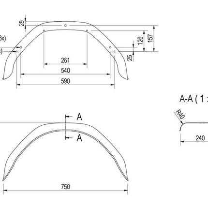 De Haan Garde boue 14/15 pouces - 750x240x350 mm - circonférence 1150 mm
