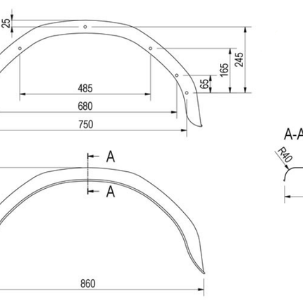 De Haan Garde boue 14/15 pouces - 860x240x395 mm - adapté pour Stema