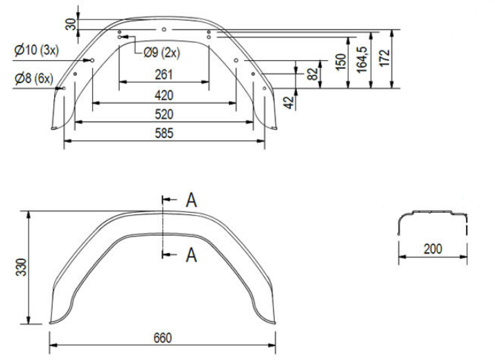 De Haan Garde boue original Stema en plastique 660x200x330 mm - circonférence 1040 mm
