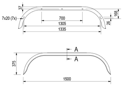 De Haan Garde boue tandem - 1500x200x375 mm - circonférence 1920 mm