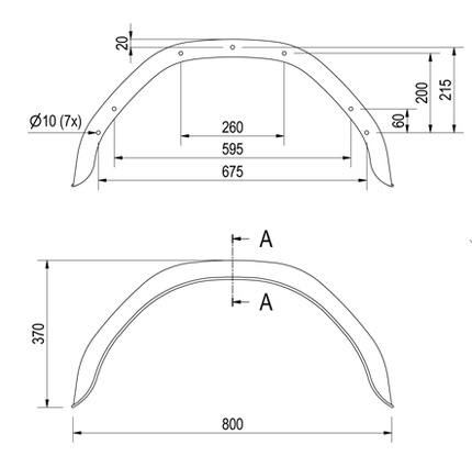 De Haan Original Garde boue 15 pouces - 800x220x370 mm - circonférence 1200 mm