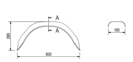 De Haan Original garde boue - 600x160x280 mm - circonférence 900 mm
