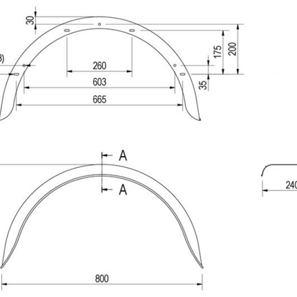 De Haan Original Hirth Garde-boue - 800x240x415 mm - circonférence 1285 mm