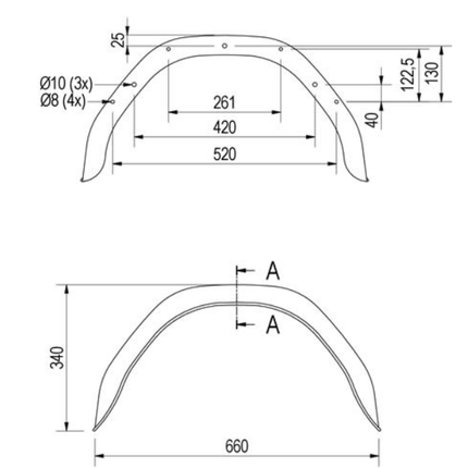 De Haan Original Trigano Garde boue 12 pouces - 660x190x340 mm - circonférence 1060 mm