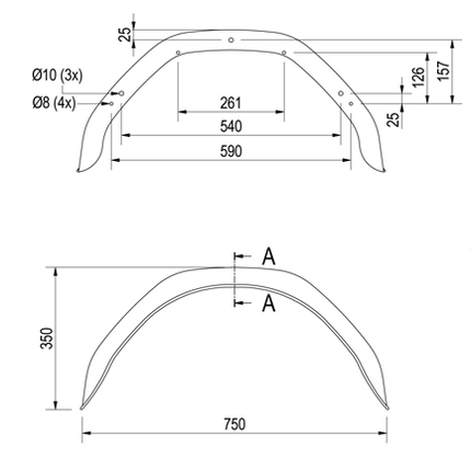 De Haan Original Trigano Garde boue - 750x200x350 mm - circonférence 1150 mm