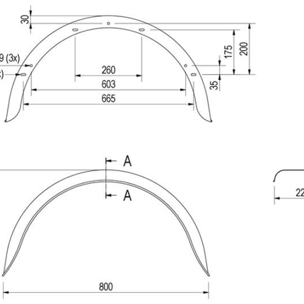 De Haan Originale Garde boue 14/15 pouces - 800x220x415 mm - circonférence 1285 mm