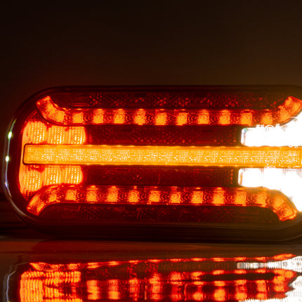 Fristom Feu arrière de remorque - Fristom FT-230 LED - gauche - 215x95x38 mm - avec clignotant dynamique - avec feu de brouillard