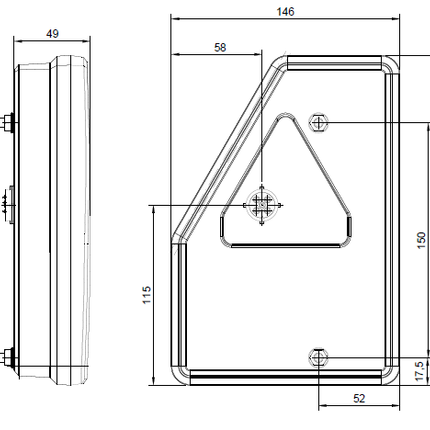 Fristom Feu arrière de remorque - Fristom FT-277 LED - droite - 211x146x49 mm - avec feu de recul