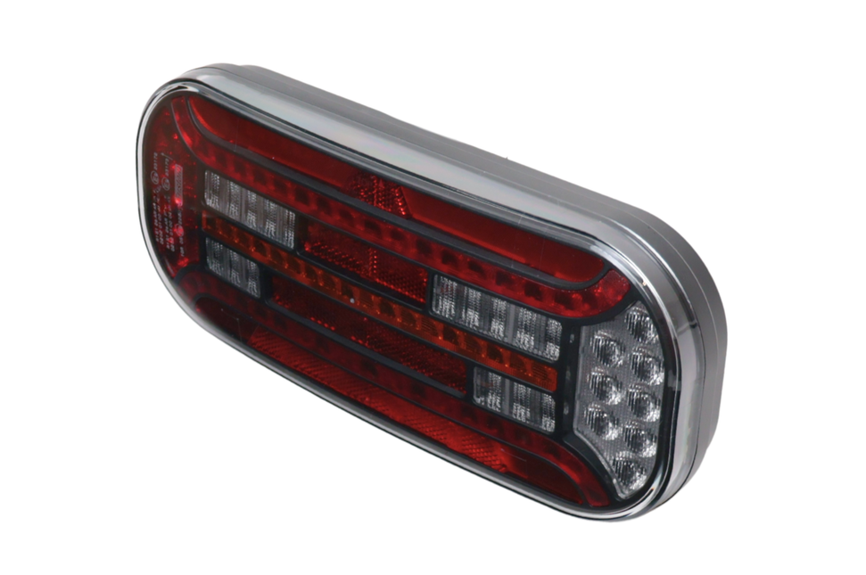 Fristom Feu arrière de remorque - Fristom FT-610 LED - gauche - 302x130x51 mm - avec clignotant dynamique - raccordement par fils libres 100 cm