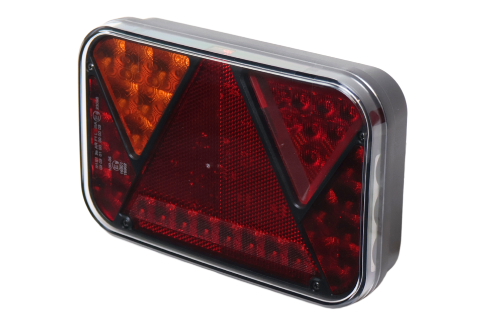 Fristom Feu arrière gauche avec résistance intégrée 200x130x50 mm - facile à connecter avec des prises Aspöck