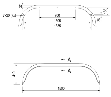 Hapert Original Hapert Garde boue Tandem - 1500x240x410 mm - circonférence 2040 mm