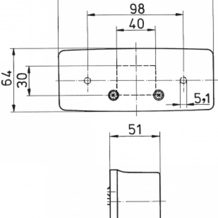 Hella Feu arrière à 3 chambres droit 158x64x51 mm
