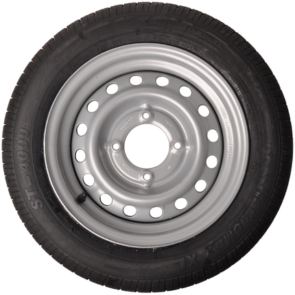 Kargotrail Roue complète 145/70R13 Pneu + Jante (cercle de trous 4x115) 425kg Diamètre du moyeu 85 mm