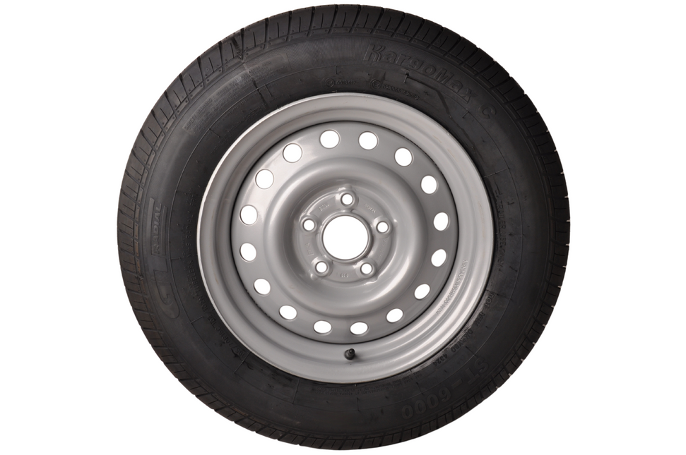 Kargotrail Roue complète 195/70 R15 Pneu + Jante (cercle de trous 5x112) 900kg Diamètre du moyeu 67 mm