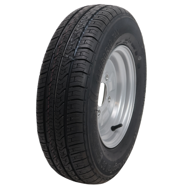 Kargotrail Roue complète de remorque - 145/80R10(145R10) - entraxe : 4x101,6 - capacité de charge : 375 kg - diamètre du moyeu : 67 mm - 4PR