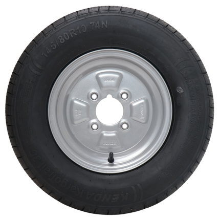 Kargotrail Roue complète de remorque - 145/80R10(145R10) - entraxe : 4x101,6 - capacité de charge : 375 kg - diamètre du moyeu : 67 mm - 4PR