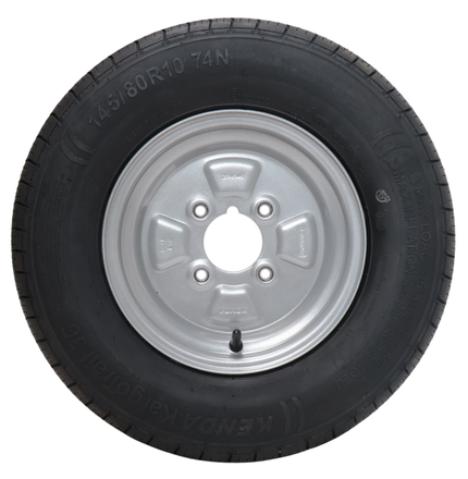 Kargotrail Roue complète de remorque - 145/80R10(145R10) - entraxe : 4x101,6 - capacité de charge : 375 kg - diamètre du moyeu : 67 mm - 4PR