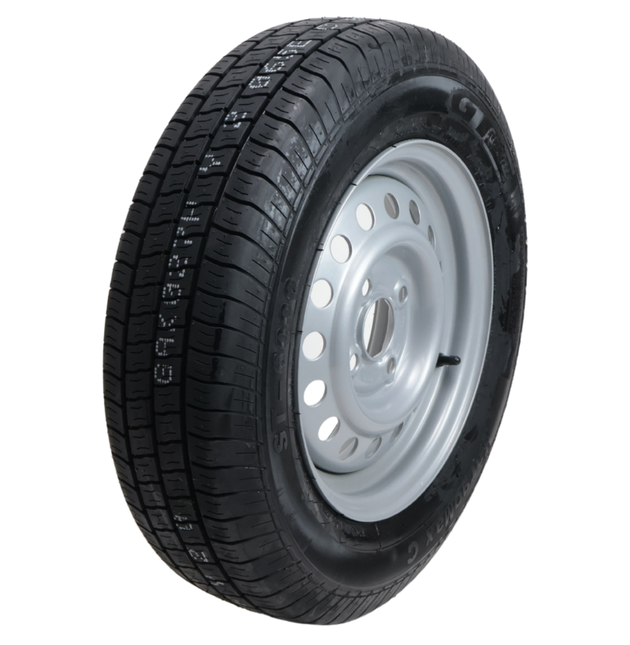 Kargotrail Roue complète de remorque - 155R13C - entraxe : 4x100 - capacité de charge : 615 kg - diamètre du moyeu : 57 mm