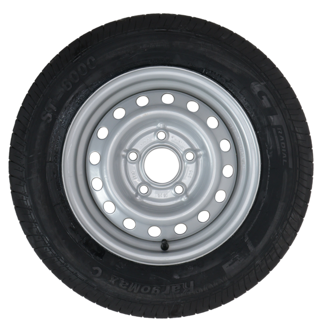 Kargotrail Roue complète de remorque - 155R13C - entraxe : 5x112 - capacité de charge : 615 kg - diamètre du moyeu : 67 mm