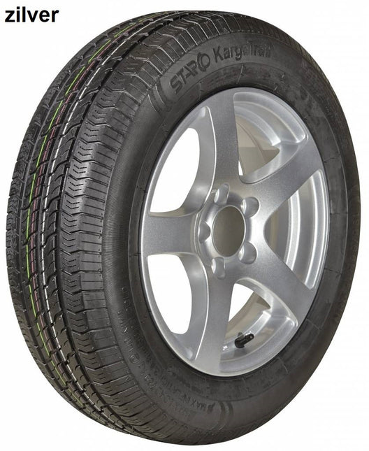Kargotrail Roue complète de remorque - 185/65R14 - jante en alliage léger - entraxe : 5x112 - capacité de charge : 650 kg - diamètre du moyeu : 67 mm - ET30