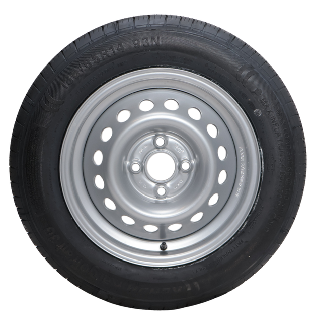 Kargotrail Roue complète de remorque - 185/65R14C - entraxe : 4x100 - capacité de charge : 650kg - diamètre du moyeu : 57mm