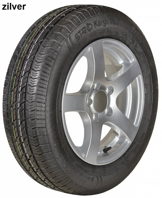 Kargotrail Roue complète de remorque - 195/70R14 - jante en alliage léger - entraxe : 5x112 - capacité de charge : 900 kg - diamètre du moyeu : 67 mm - ET30