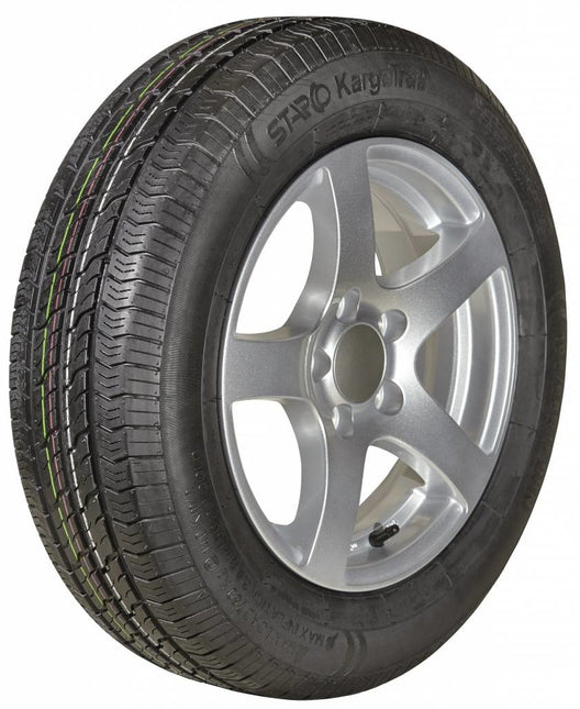 Kargotrail Roue complète sur jante en alliage léger argent 195/50R13 (cercle de trous 5x112) 900kg ET30 Diamètre du moyeu 67 mm
