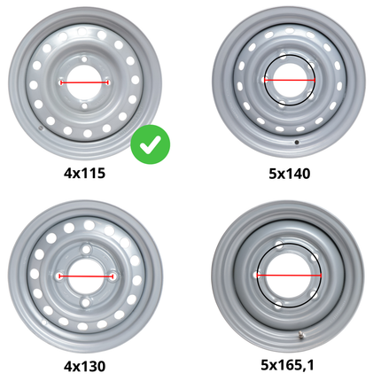 Kenda Jante de remorque 10 pouces - 3.50Bx10 - entraxe : 4x115 - capacité de charge : 500 kg - diamètre de moyeu : 85 mm - ET0
