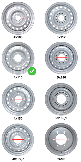 Kenda Jante de remorque 10 pouces - 3.50Bx10 - entraxe : 4x115 - capacité de charge : 500 kg - diamètre de moyeu : 85 mm - ET0