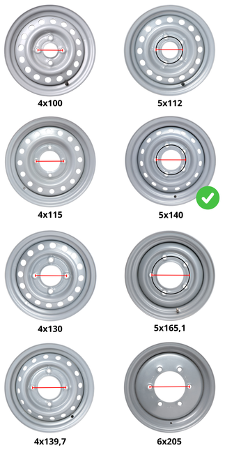 Kenda Jante de remorque 10 pouces - 6.00Ix10 - entraxe : 5x140 - capacité de charge : 750 kg - diamètre de moyeu : 94 mm - ET-4