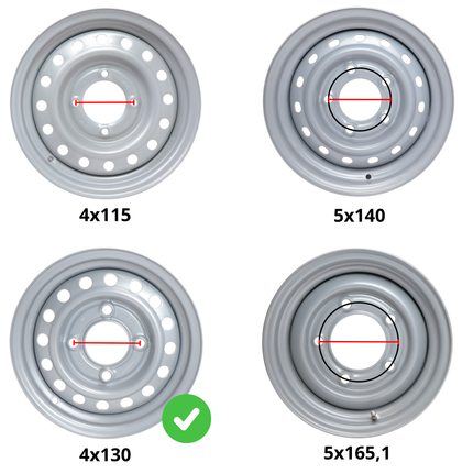 Kenda Jante de remorque 13 pouces - 4.00Jx13 - entraxe : 4x130 - capacité de charge : 450 kg - diamètre de moyeu : 85 mm - ET20