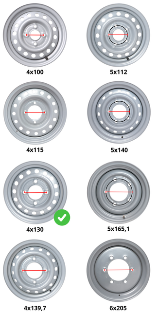 Kenda Jante de remorque 13 pouces - 4.00Jx13 - entraxe : 4x130 - capacité de charge : 450 kg - diamètre de moyeu : 85 mm - ET20