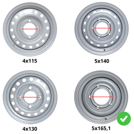 Kenda Jante de remorque 13 pouces - 6.00Jx13 - entraxe : 5x165,1 - capacité de charge : 950 kg - diamètre de moyeu : 114,5 mm - ET7