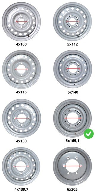 Kenda Jante de remorque 13 pouces - 6.00Jx13 - entraxe : 5x165,1 - capacité de charge : 950 kg - diamètre de moyeu : 114,5 mm - ET7