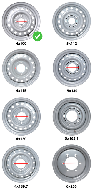 Kenda Jante de remorque 8 pouces - 2.50Ax8 - entraxe : 4x100 - capacité de charge : 345 kg - diamètre de moyeu : 60 mm - ET0