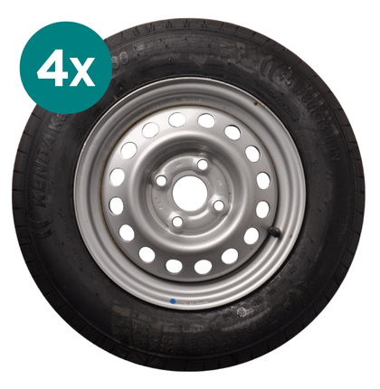 Kenda Jeu de 4 roues complètes - 155/80R13 - entraxe : 4x100 - capacité de charge : 500 kg - diamètre du moyeu : 57 mm