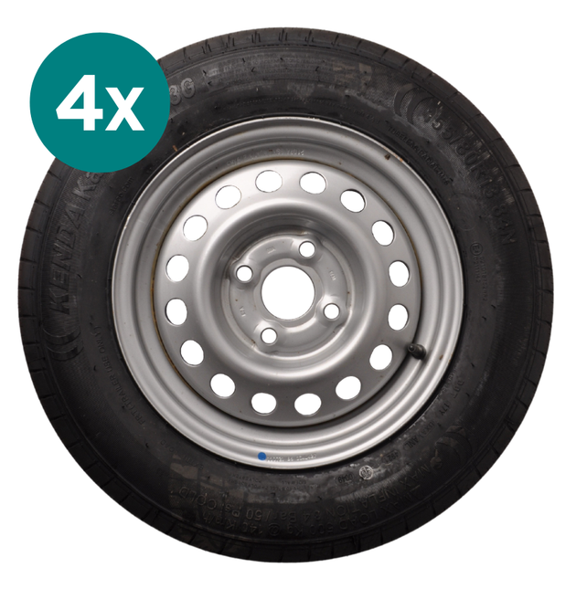 Kenda Jeu de 4 roues complètes - 155/80R13 - entraxe : 4x100 - capacité de charge : 500 kg - diamètre du moyeu : 57 mm