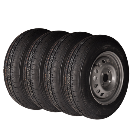 Kenda Jeu de 4 roues complètes - 155/80R13 - entraxe : 4x100 - capacité de charge : 500 kg - diamètre du moyeu : 57 mm