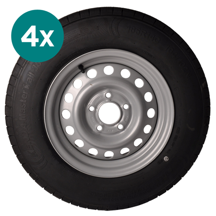 Kenda Jeu de 4 roues complètes - 185R14C - entraxe : 5x112 - capacité de charge : 900 kg - diamètre du moyeu : 67 mm