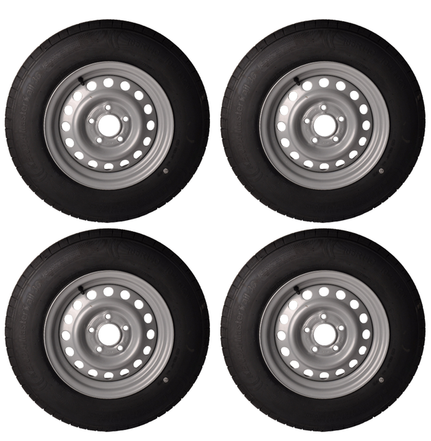 Kenda Jeu de 4 roues complètes - 185R14C - entraxe : 5x112 - capacité de charge : 900 kg - diamètre du moyeu : 67 mm