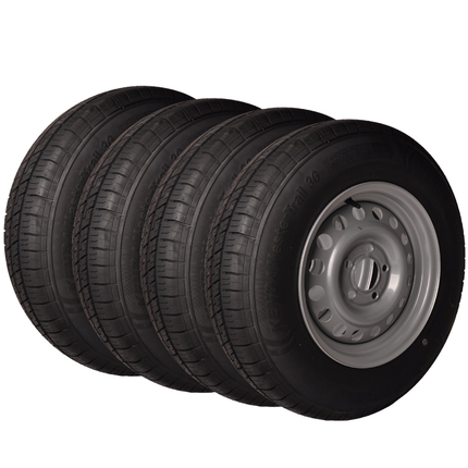 Kenda Jeu de 4 roues complètes - 185R14C - entraxe : 5x112 - capacité de charge : 900 kg - diamètre du moyeu : 67 mm