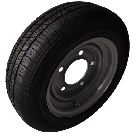 Kenda Roue complète 12 pouces - Pneu 155/70R12C + Jante - 5x165,1 - 900 kg - 114,6 mm diamètre moyeu