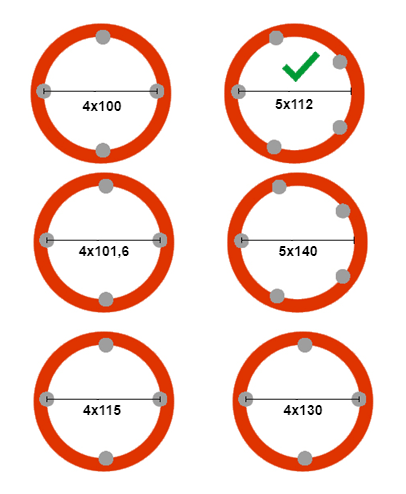 Kenda Roue complète 215R14C Pneu + Jante (cercle de trous 5x112) 950kg Diamètre du moyeu 67 mm