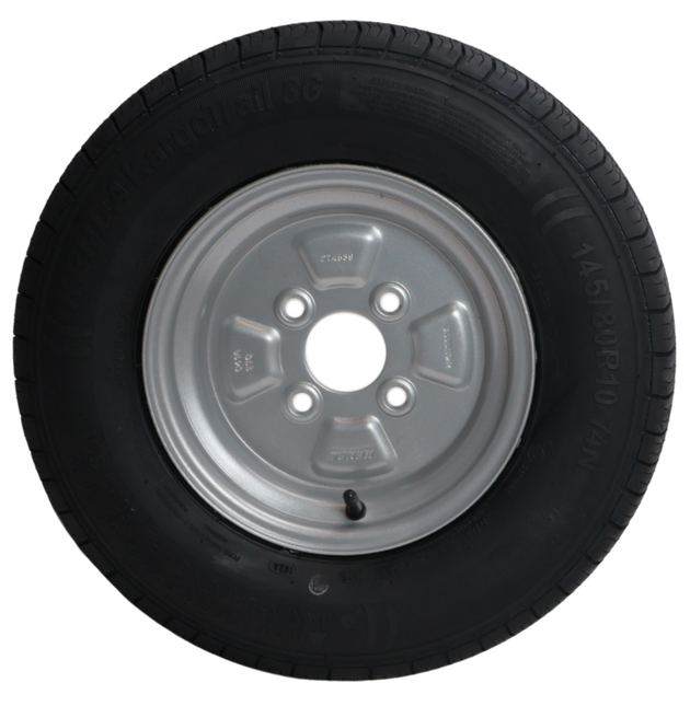 Kenda Roue complète de remorque - 145/80R10(145R10) - entraxe : 4x100 - capacité de charge : 375 kg - diamètre du moyeu : 60 mm - 4PR