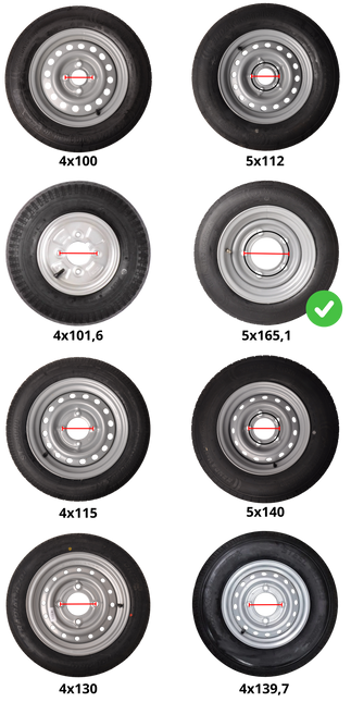 Kenda Roue complète de remorque - 185/60R12C - entraxe : 5x165,1 - capacité de charge : 900 kg - diamètre du moyeu : 114,6 mm