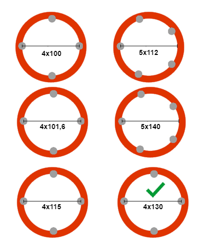 Kenda Roue complète de remorque - 185/70R13 - entraxe : 4x130 - capacité de charge : 530 kg - diamètre du moyeu : 85 mm