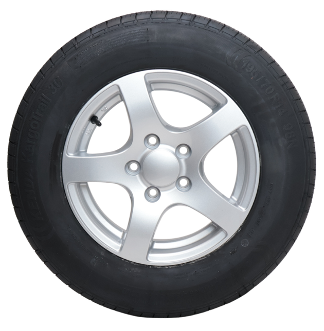 Kenda Roue complète de remorque - 195/70R14 - jante en alliage léger - entraxe : 5x112 - capacité de charge : 750 kg - diamètre du moyeu : 67 mm - ET30